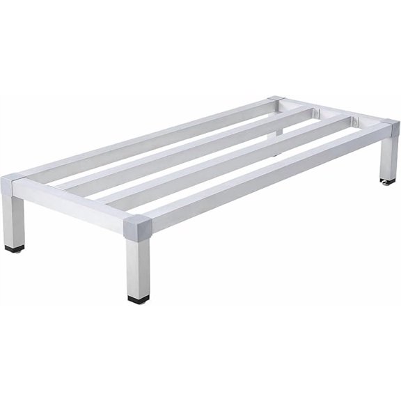 Dunnage Rack Aluminum 48'' x 20'', 8-Inch Elevated Storage Solution with 1000 Lb Capacity for Kitchens, Restaurants, Supermarkets, and Grocery Stores