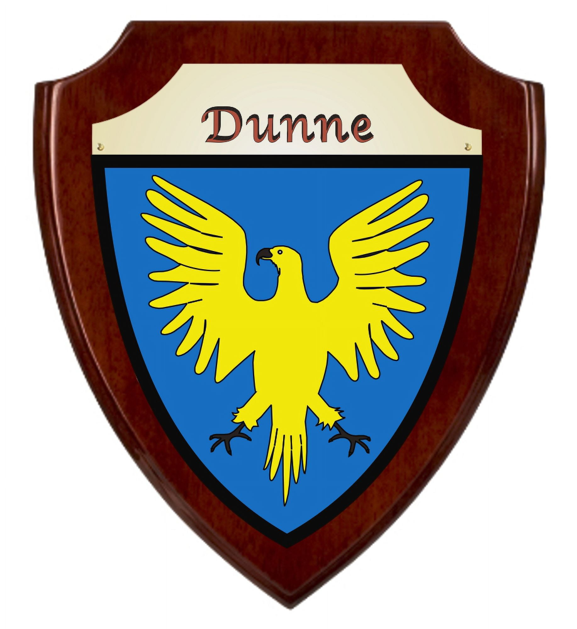 Dunne Irish Coat of Arms Shield Plaque - Rosewood Finish
