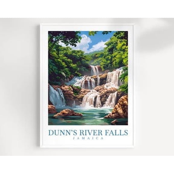 Dunns River Falls Caribbean Travel Wall Art Poster, Poster Only