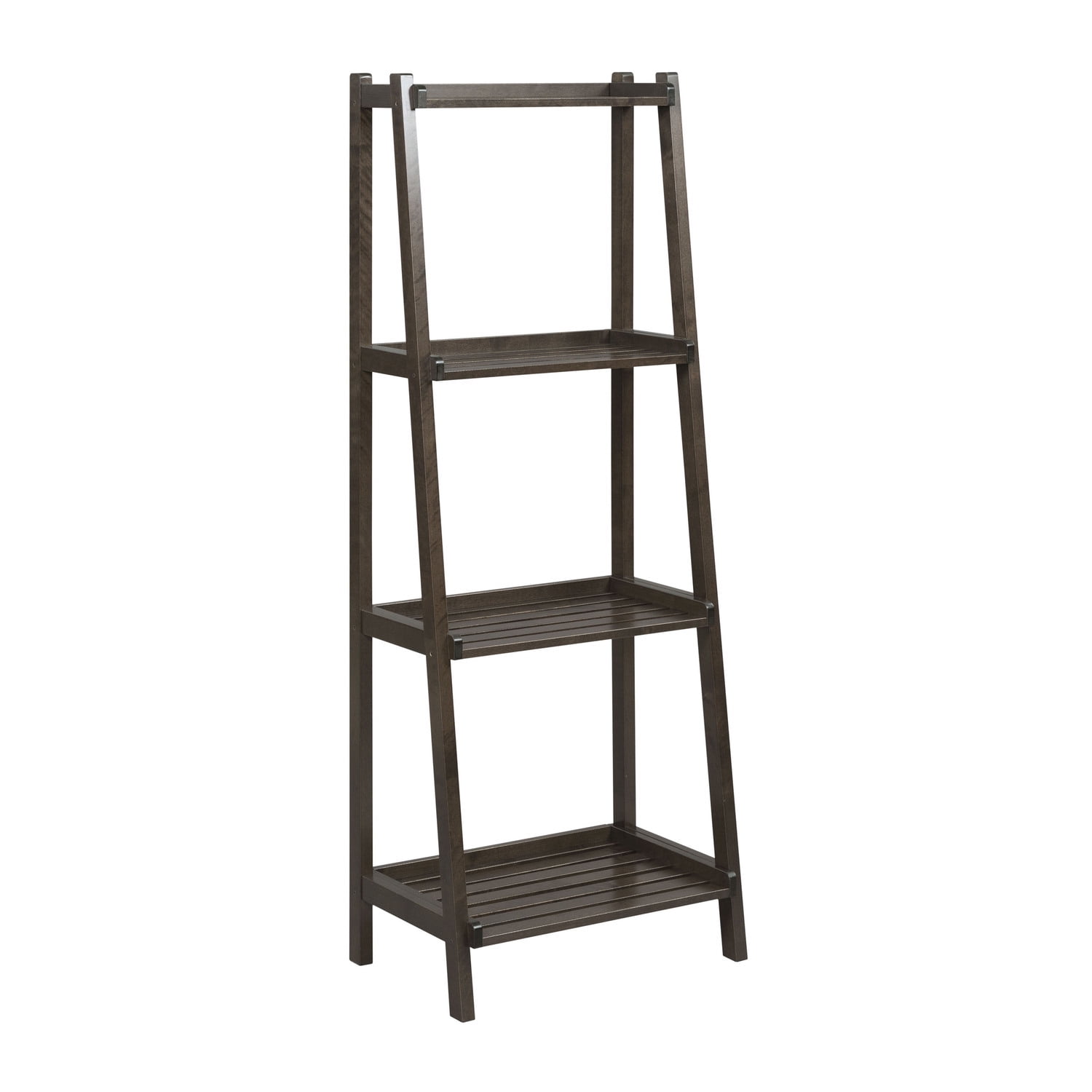 Espresso Birch Wood 4-Tier Ladder Bookshelf for Tight Spaces
