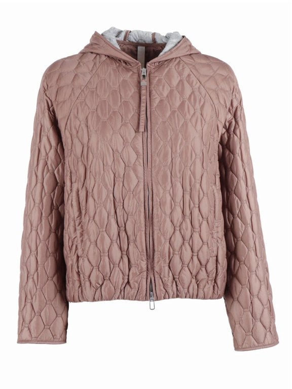 Geometric Quilted Hooded Quilted Down Jacket (Women's)