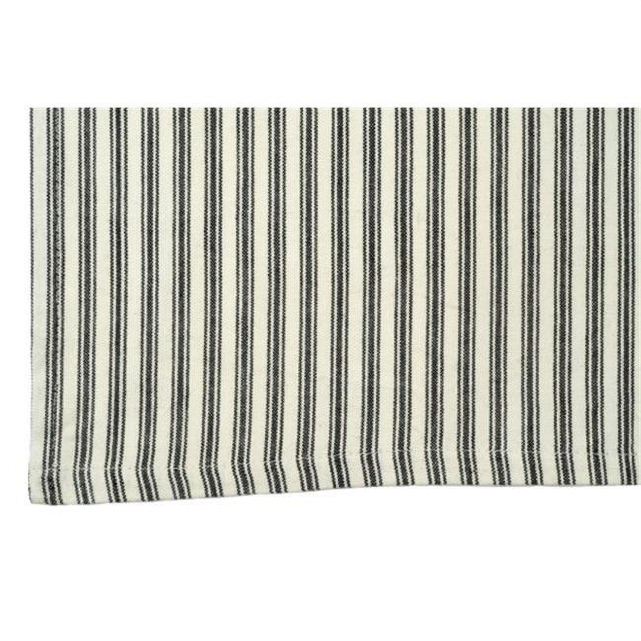 Dunroven House Cream Ticking Stripe Tea Towel 20"X28"-Black Stripe