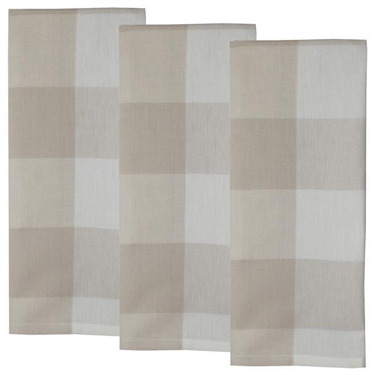 Dunroven House Flat Weave Tea Towel 20"X28"-Natural &amp; Cream 3" Check ...