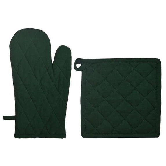 Dunroven House ORK104MP-G Quilted Oven Mitt & Potholder Set, Green