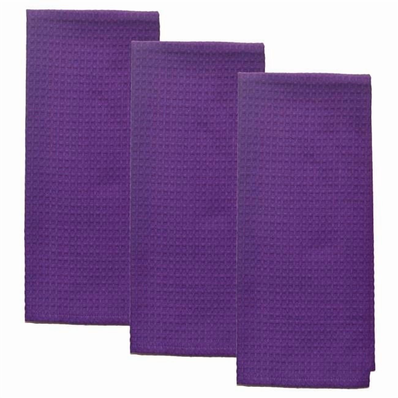 Dunroven House ORK330-CPUR Solid Waffle Weave Tea Towel, College Purple