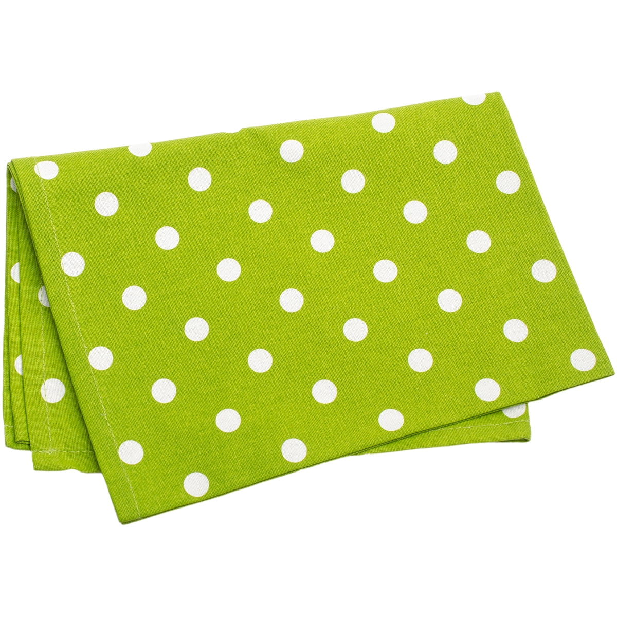 Dunroven House Polka Dot Printed Tea Towel 20"X28"-Lime Green W/White Dots
