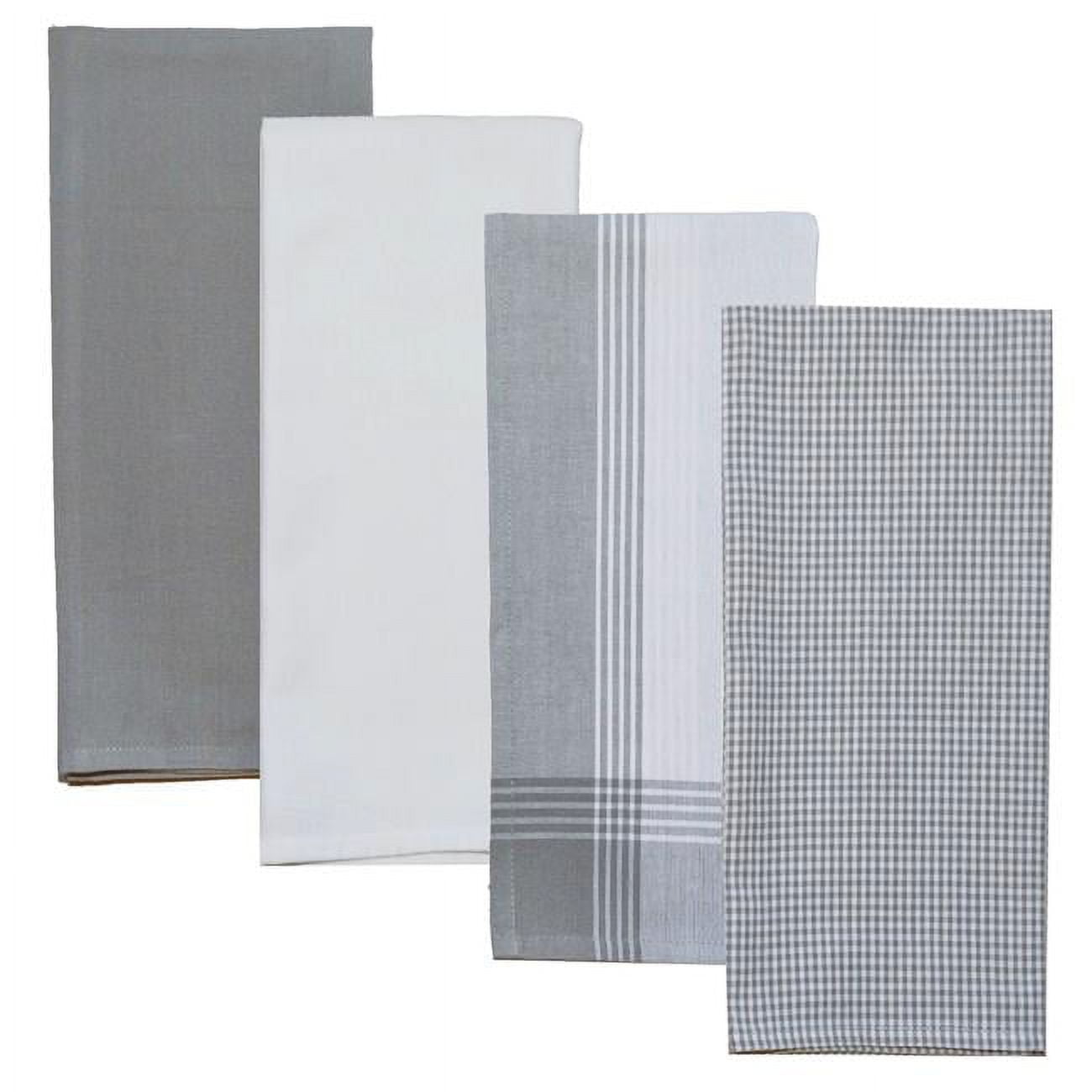 Dunroven House RVARTYGRAY Variety Kitchen Towel, Gray & White - Set of 4