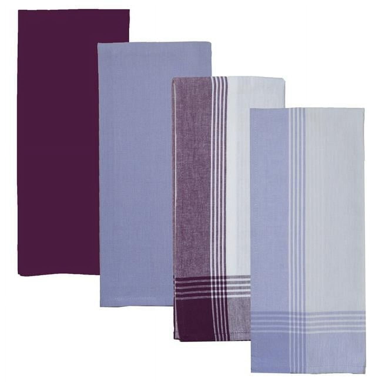 Dunroven House RVARTYPUR Variety Kitchen Towel, Purple & White - Set of 4