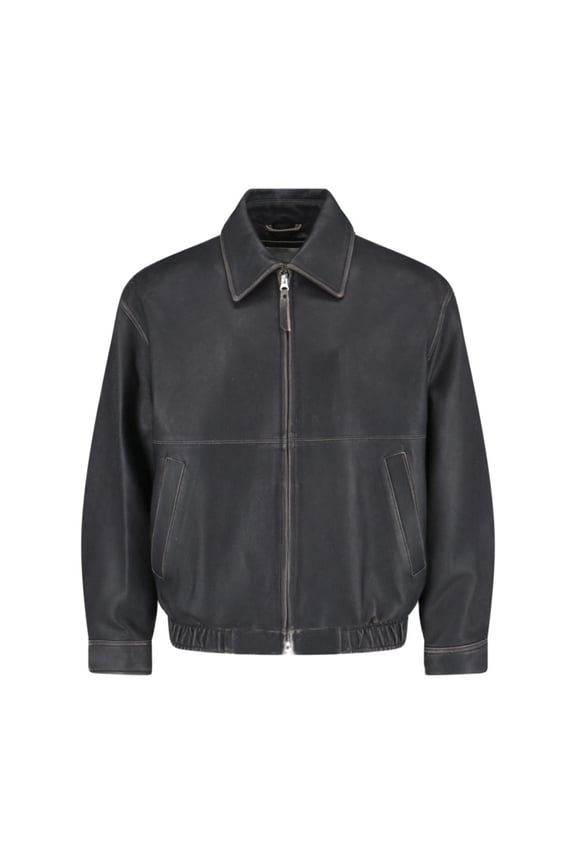 Black Lambskin Bomber Jacket (Men's)