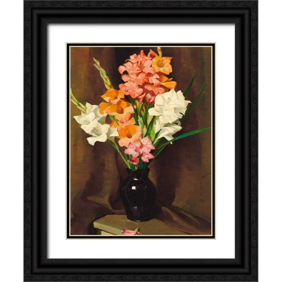 Dunton, William Herbert 12x14 Black Ornate Wood Framed with Double Matting Museum Art Print Titled - Vaso di fiori
