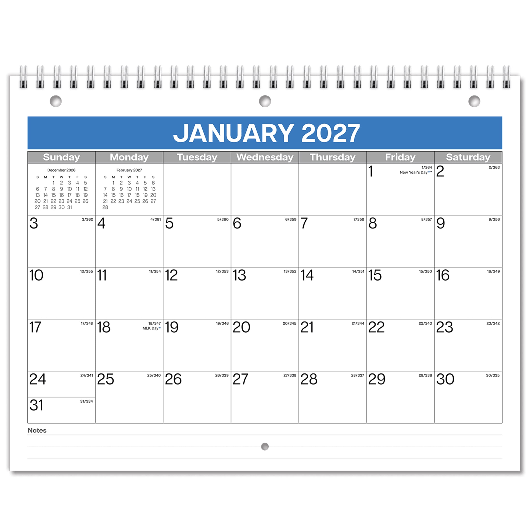 Snacking 2027 Dunwell 2027 Binder Calendar, 8.5 x 11 Office Blue, 12-Month January to ...