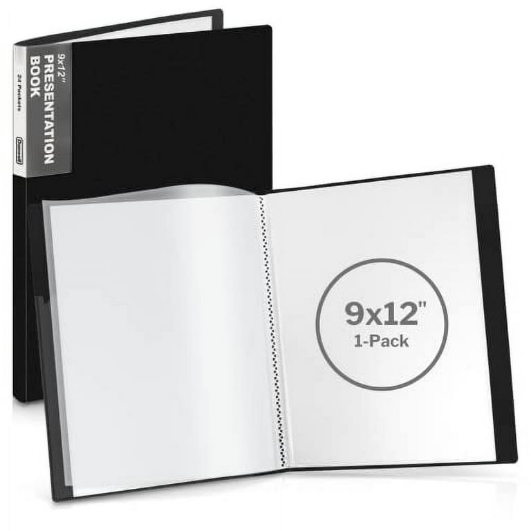 Dunwell Art Portfolio 9x12 Folder - (Black, 3-Pack), Portfolio Folder for  Artwork, 9 x 12 Art Folder, 24 Pockets Display 48 Pages, Portfolio Binder