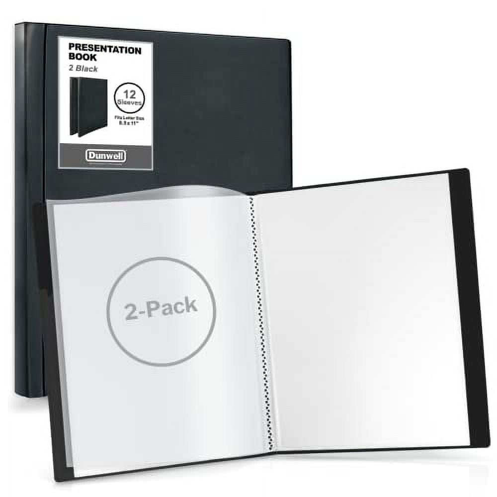 Dunwell Binder with Plastic Sleeves 12Pocket (2 Pack, Black) Presentation Book, 8.5 x 11