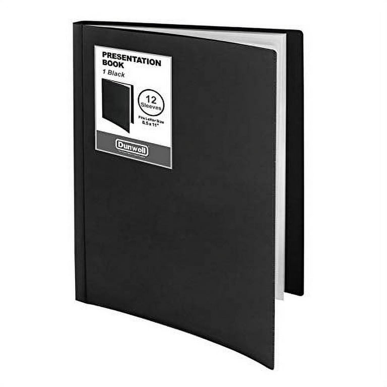 Dunwell Binder with Plastic Sleeves 12-Pocket - Presentation Book 8.5x11  (Black), Portfolio Folder with 8.5 x 11 Sheet Protectors, Displays 24 Pages  Letter Size Documents, Acid Free Archival Quality 