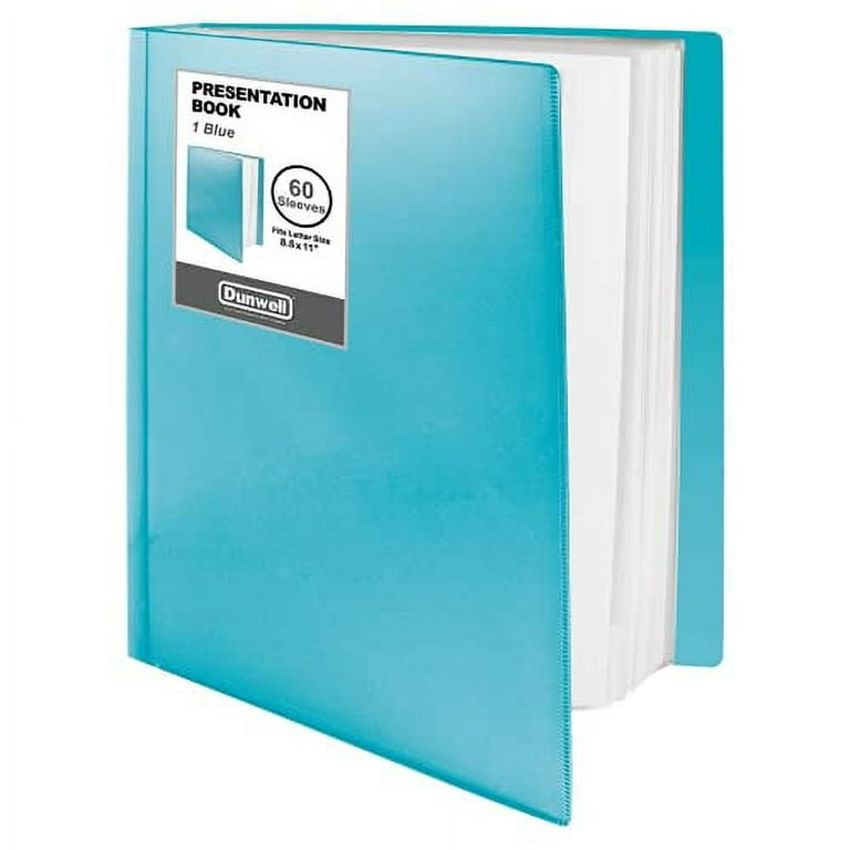 Dunwell Binder with Plastic Sleeves 60-Pocket - Presentation Book 8.5x11  (Aqua) Displays 120 Pages, Portfolio Folder with 8.5 x 11 Sheet Protectors  for Documents, Hobbie Collectibles, Kids Artwork 