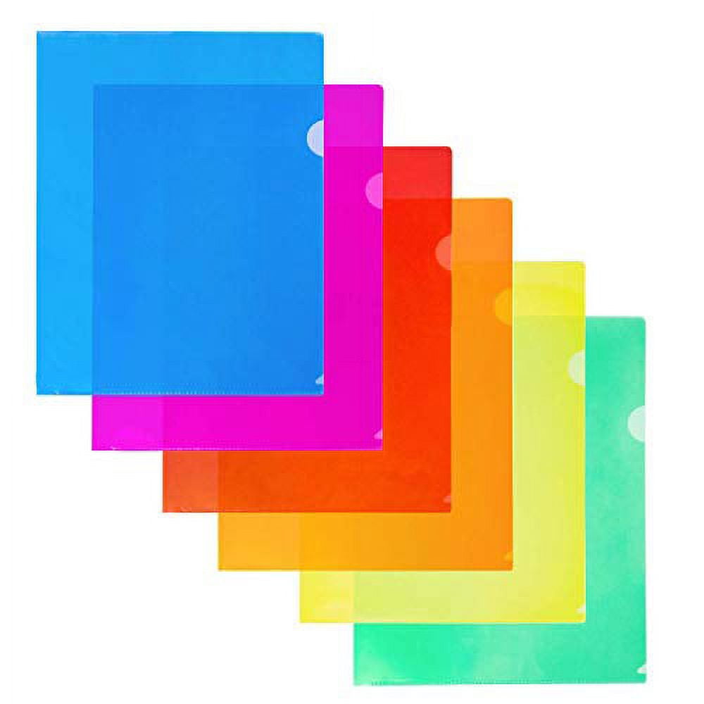Dunwell Clear Colored Plastic Folders (12 Pack, Assorted 6 Colors