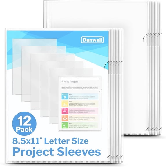 Dunwell Letter-Size Project Sleeves, Letter Size, Durable Poly, 18-Pack