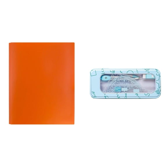 Dunwell Colored Plastic Folder With Pockets And Prongs Fasteners For Document Organization - Orange