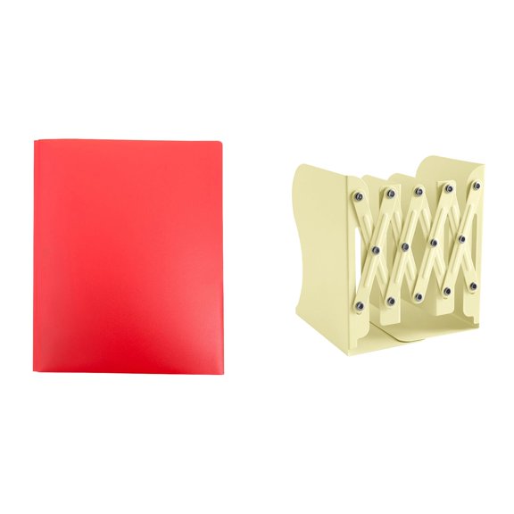 Dunwell Colored Plastic Folder With Pockets And Prongs Fasteners For Document Organization - Red