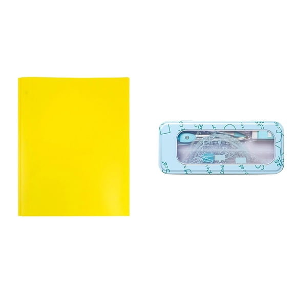 Dunwell Colored Plastic Folder With Pockets And Prongs Fasteners For Document Organization - Yellow
