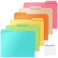 Dunwell Pastel Plastic File Folders â€“ (6 Pack), Sturdy 1/3 Tab File
