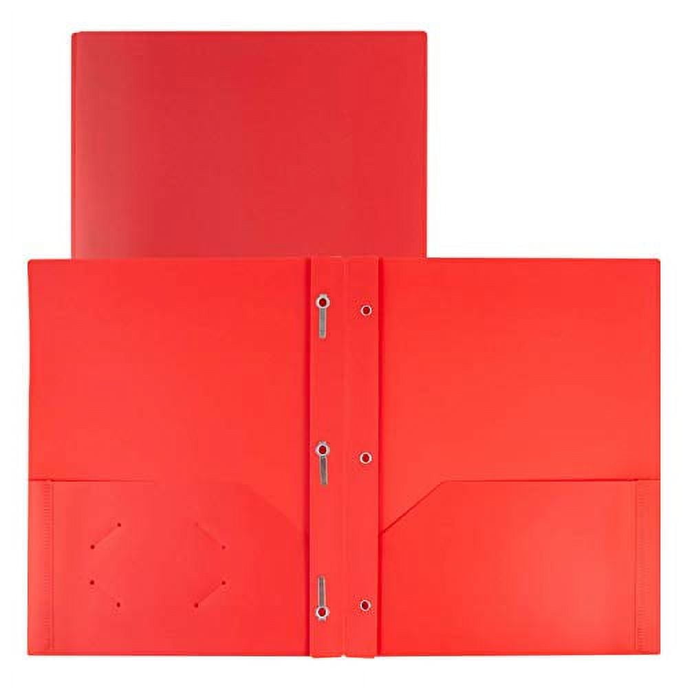 Dunwell Pocket Folders with Prongs (Red, 2 Pack, 2 Pockets 3 Prongs