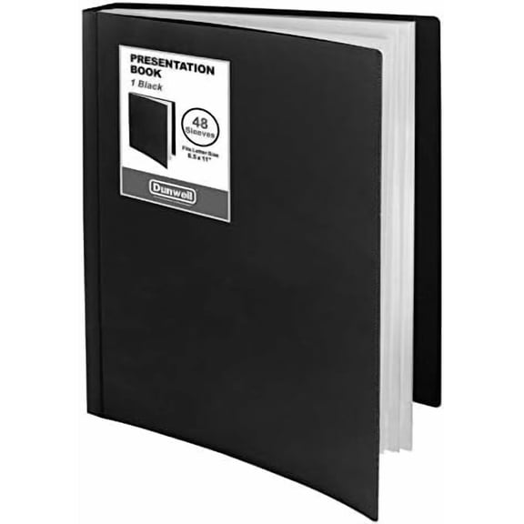 YNGLLC Presentation Binder 48-Pocket, Displays 96 Pages, 8.5x11 Portfolio Binder with Plastic Sleeves, Storage and Organizer for Documents, Photos, Kids Artwork, Projects, Recipes (Black)