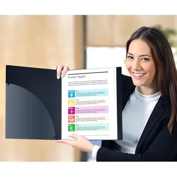 Dunwell Presentation Binder 48-Pocket, Displays 96 Pages, 8.5x11 Portfolio Binder with Plastic Sleeves, Storage and Organizer for Documents, Photos, Kids Artwork, Projects, Recipes (Black)