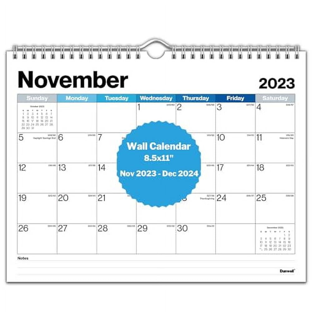 Dunwell Small Wall Calendar 2025 (Blue Shades) 8.5 x 11 Small Hanging