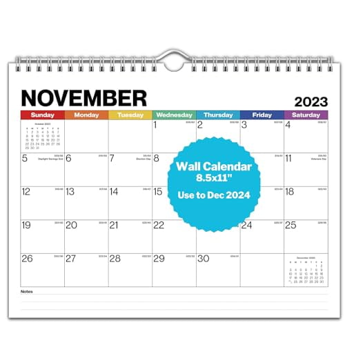 Dunwell Small Wall Calendar 2024 (Colorful) 8.5 x 11 Small Hanging