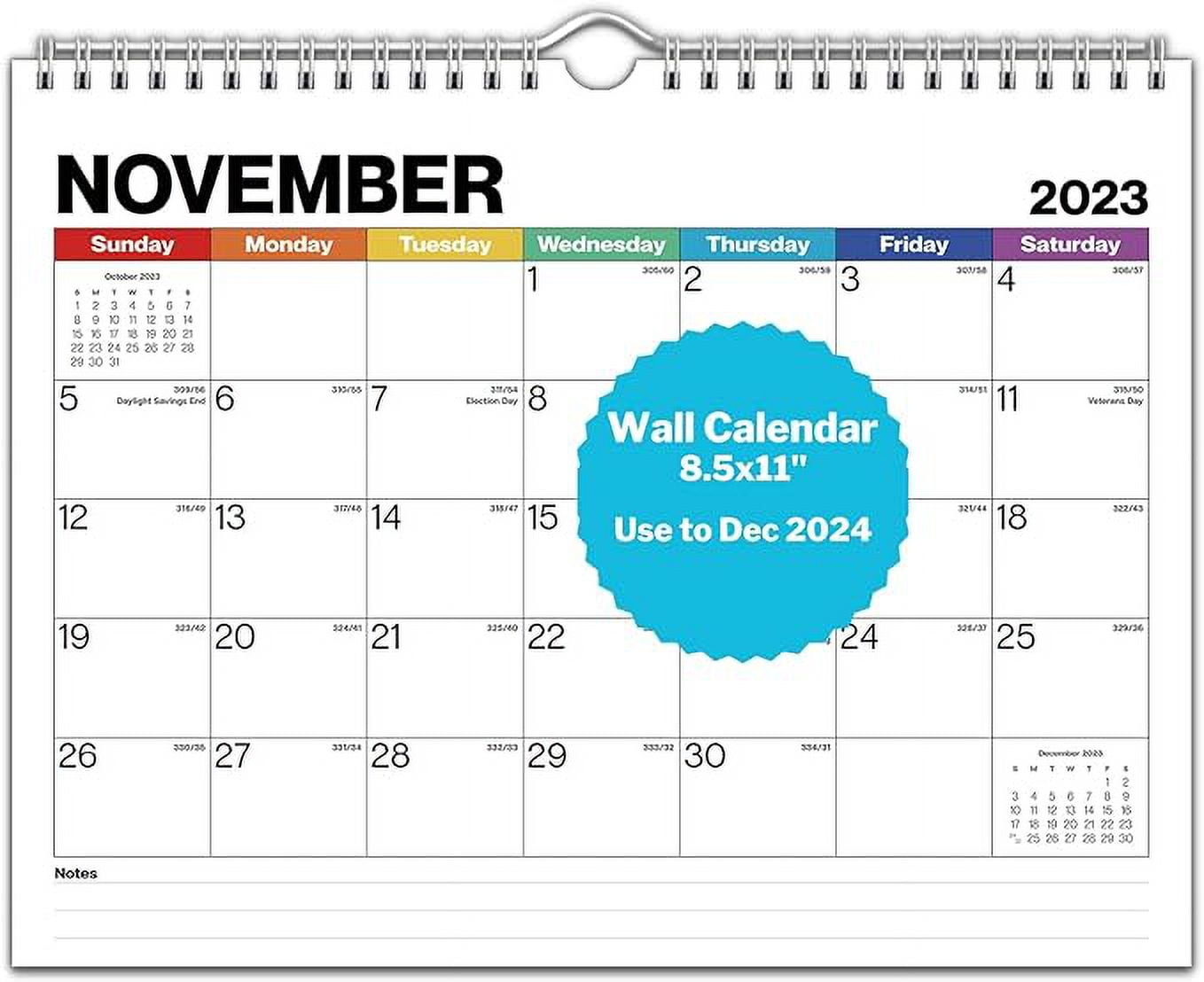 Dunwell Small Wall Calendar 2025 (Colorful) 8.5 x 11 Small Hanging