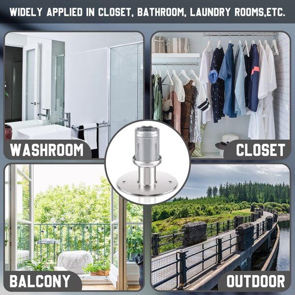 Dunzy Adjustable Stainless Steel Flanged Feet Round Base Furniture Feet for 1 5/8 Inch Od Stainless Steel Tubing, Pipe Style Table Legs Support, Height Adjustable 1 3/8 to 2 1/2 Inch(4 Pcs)$$