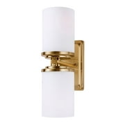 Duo 2-Light Soft Gold Wall Sconce with Satin Opal Glass - Soft Gold