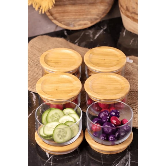 Duo 300Ml 6-Piece Glass Breakfast Set With Bamboo Lid