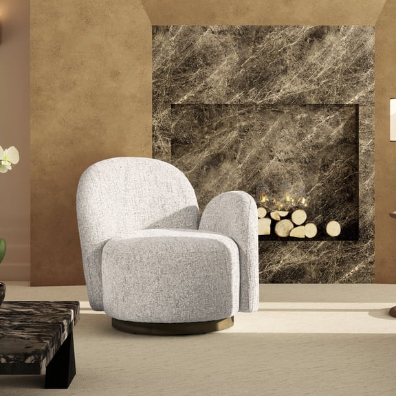 Duo 31.5" Chenille One Rotating Seat With Swivel - Versatile, Comfortable, Modern Look Multi-greige Beige Chenille, Soft Foam