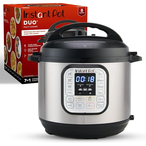 Duo 7-in-1 Electric Pressure Cooker, Slow Cooker, Rice Cooker, Steamer, Saut, Yogurt Maker, Warmer & Sterilizer, Includes App With Over 800 Recipes, Stainless Steel, 8 Quart