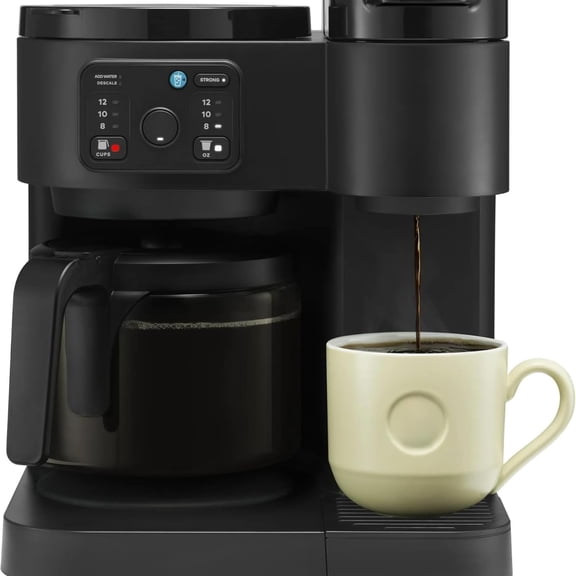 Duo Essentials Coffee Maker for Hot and Iced Drinks, Single Serve KCup Pod Brewer and 12 Cup Carafe Drip Coffee Pot, 72 oz Water Reservoir, Pause & Pour Feature, Perfect for Home & Office Use