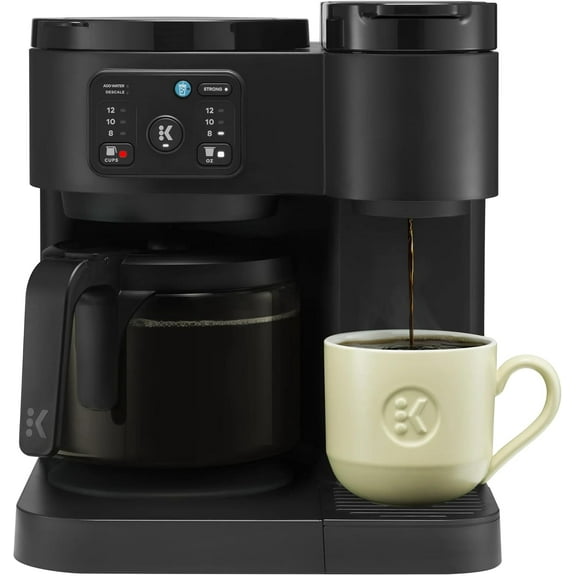 Duo Essentials Hot & Iced Coffee Maker Single-Serve KCup Pod and Carafe 72 Oz Reservoir Multiple Brew Sizes Strong Brew Feature Perfect for Hot and Iced Coffee