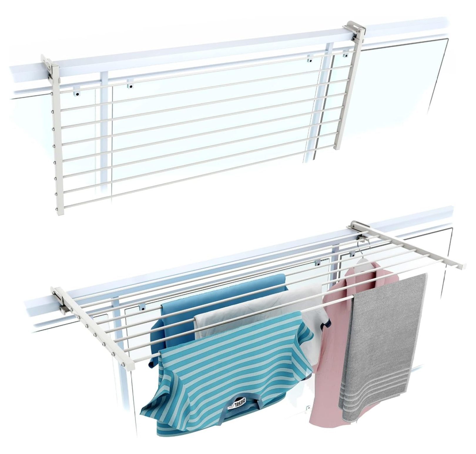 Duo, Foldable Balcony Clothes Drying Rack, Laundry Drying Rack, Folding