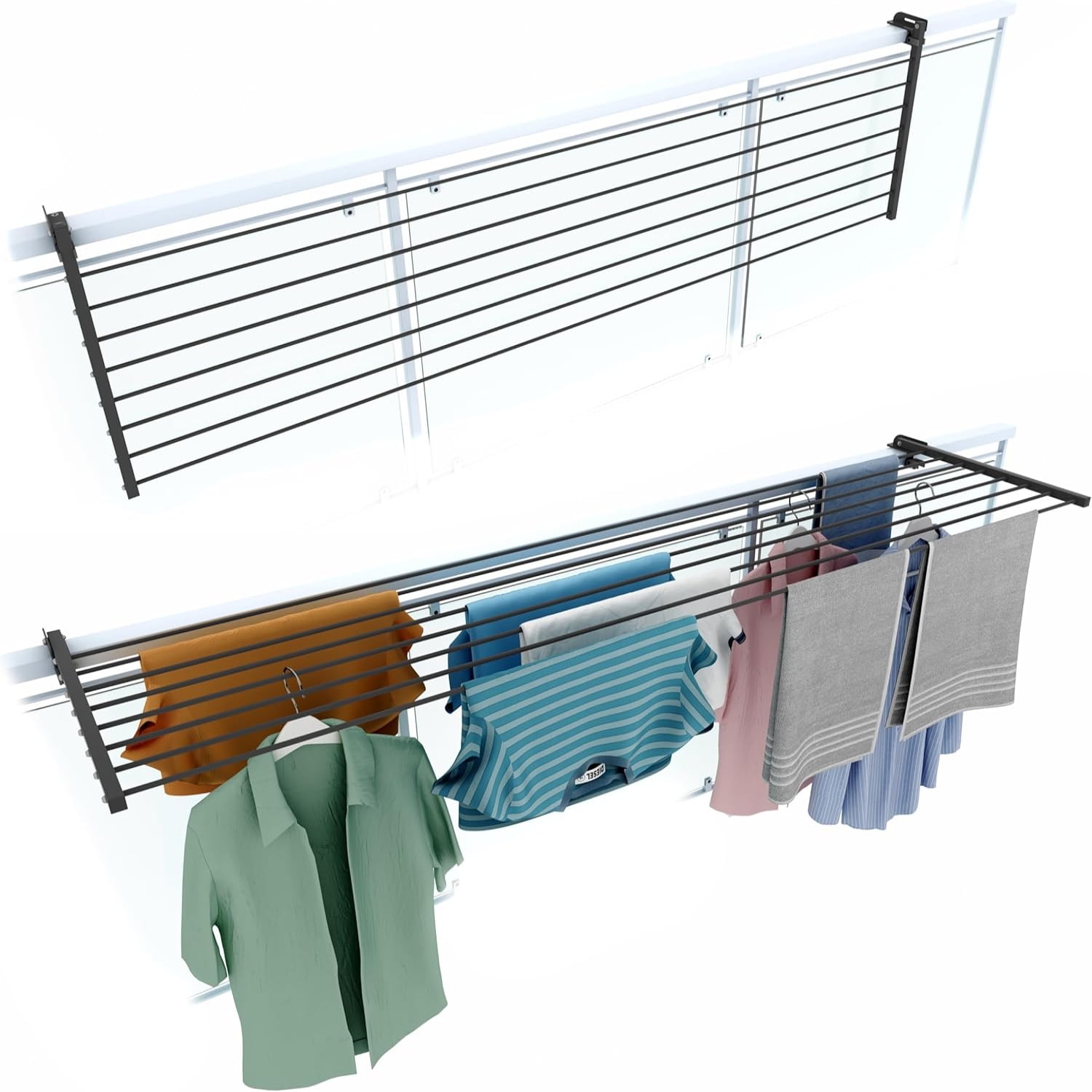 Duo Foldable Balcony Clothes Drying Rack Laundry Drying Rack Folding Duo Foldable Balcony Clothes Drying Rack Laundry Drying Rack Folding