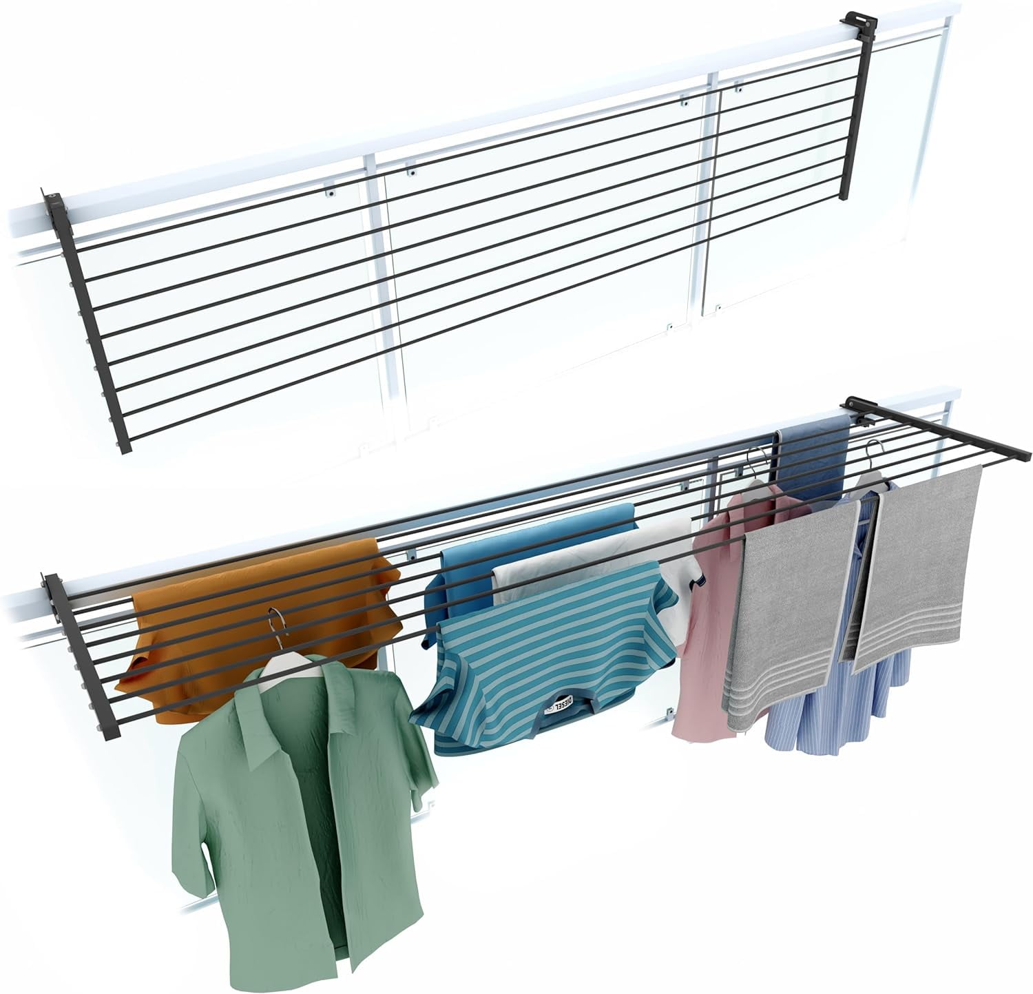 Duo Foldable Balcony Clothes Drying Rack Laundry Drying Rack Folding ...