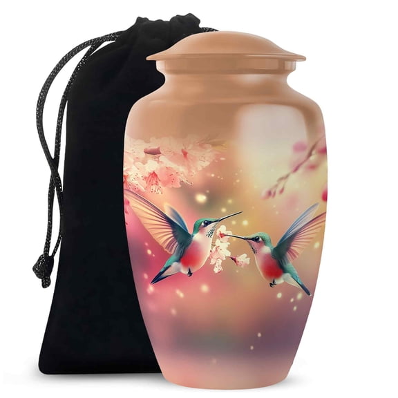 Duo Humming Bird Urns for Human Ashes Adult Male, Burial Urn (10 Inch)