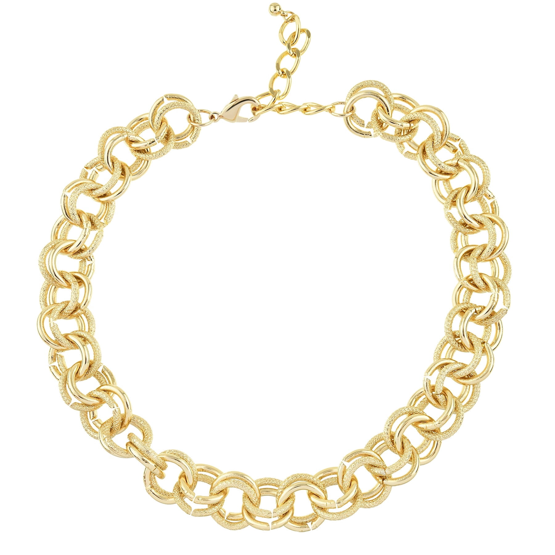Cerem Duo Link Chain Choker Necklace - 14K Gold Plated Statement Necklace 15 in