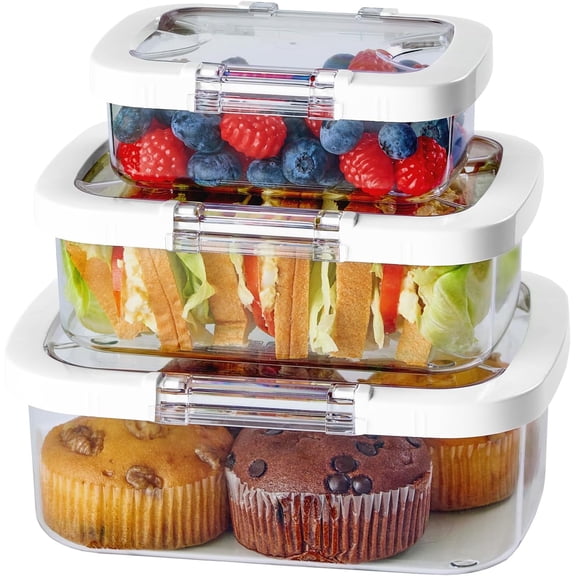 Duo Loc Tritan Meal Prep Containers Microwave Safe BPA Free Leak Proof Lunch Container for Leftovers Kitchen Fridge Freezer Reusable Plastic On-the-Go Lunch Travel Box 3-Pack