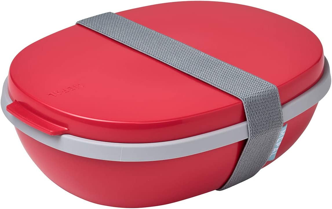 Duo-Lunch Box with Two Compartments for Food Storage Plus a Detachable