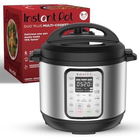 Duo Plus 9-in-1 Multicooker, Pressure Cooker, Slow Cook, Rice Maker, Steamer, Sauté, Yogurt, Warmer & Sterilizer, Includes App With Over 800 Recipes, Stainless Steel, 6 Quarts