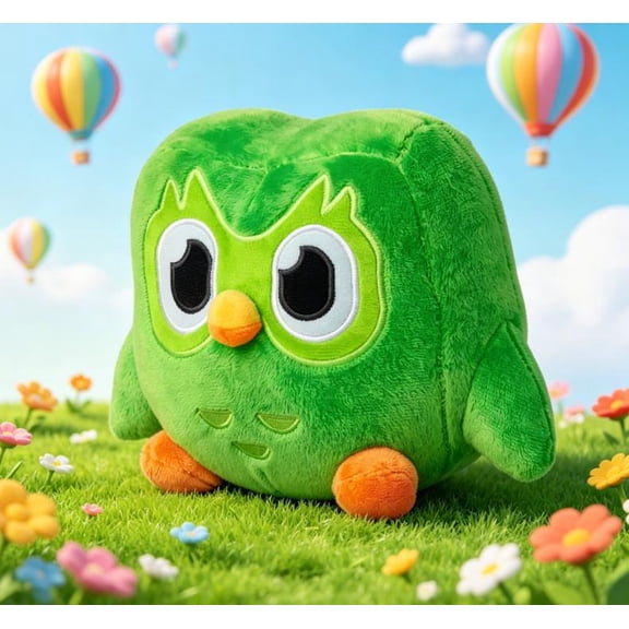 Duo Plush Toy 11.8 Inch Language Learning APP Duolingo Cute Owl Toys Peripheral Ultra Soft Throw Pillow Reminder To Do Your Daily Lesson(Green #1202)