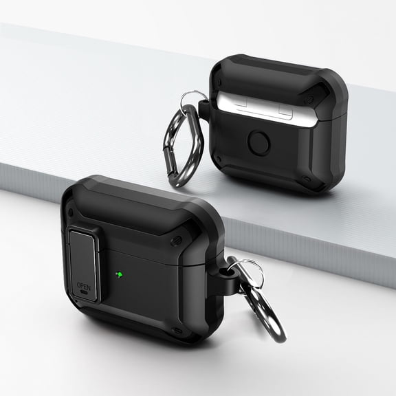 Duo Shield Secure Lock Designed For AirPods 3rd Gen With Hook, Black/Black
