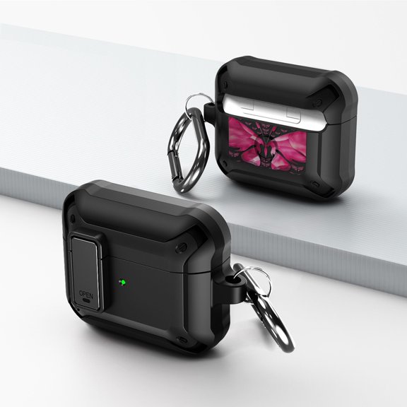 Duo Shield Secure Lock Designed For AirPods 3rd Gen With Hook, Black/Black