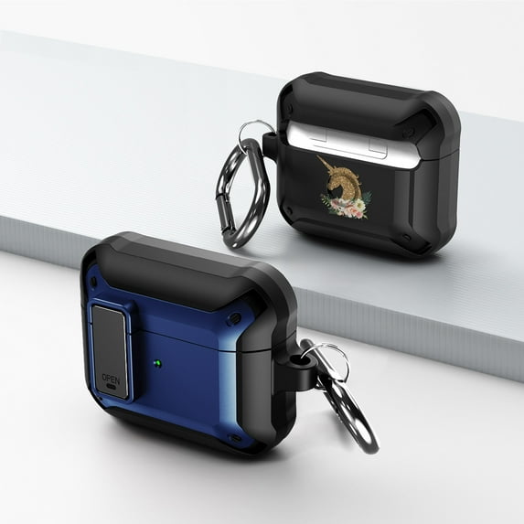 Duo Shield Secure Lock Designed For AirPods 3rd Gen With Hook, Blue/Black